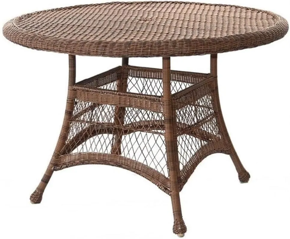 Jeco Wicker Round Dining Table, 44", Honey