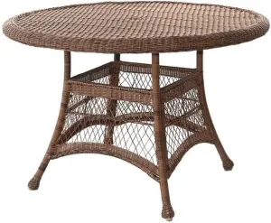 Jeco Wicker Round Dining Table, 44", Honey