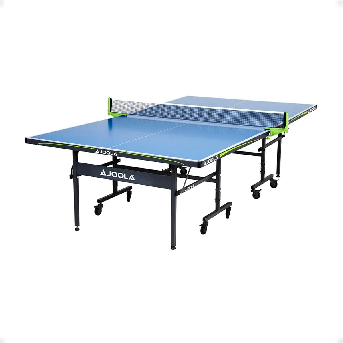 JOOLA Outdoor Table Tennis Table - Multi Use Conference Table Dining Table - Concrete Wood Look Includes Steel Outdoor Ping Pong Net Set & Frame - Hybrid Indoor Outdoor Ping Pong Table