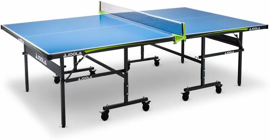 JOOLA Outdoor Table Tennis Table - Multi Use Conference Table Dining Table - Concrete Wood Look Includes Steel Outdoor Ping Pong Net Set & Frame - Hybrid Indoor Outdoor Ping Pong Table
