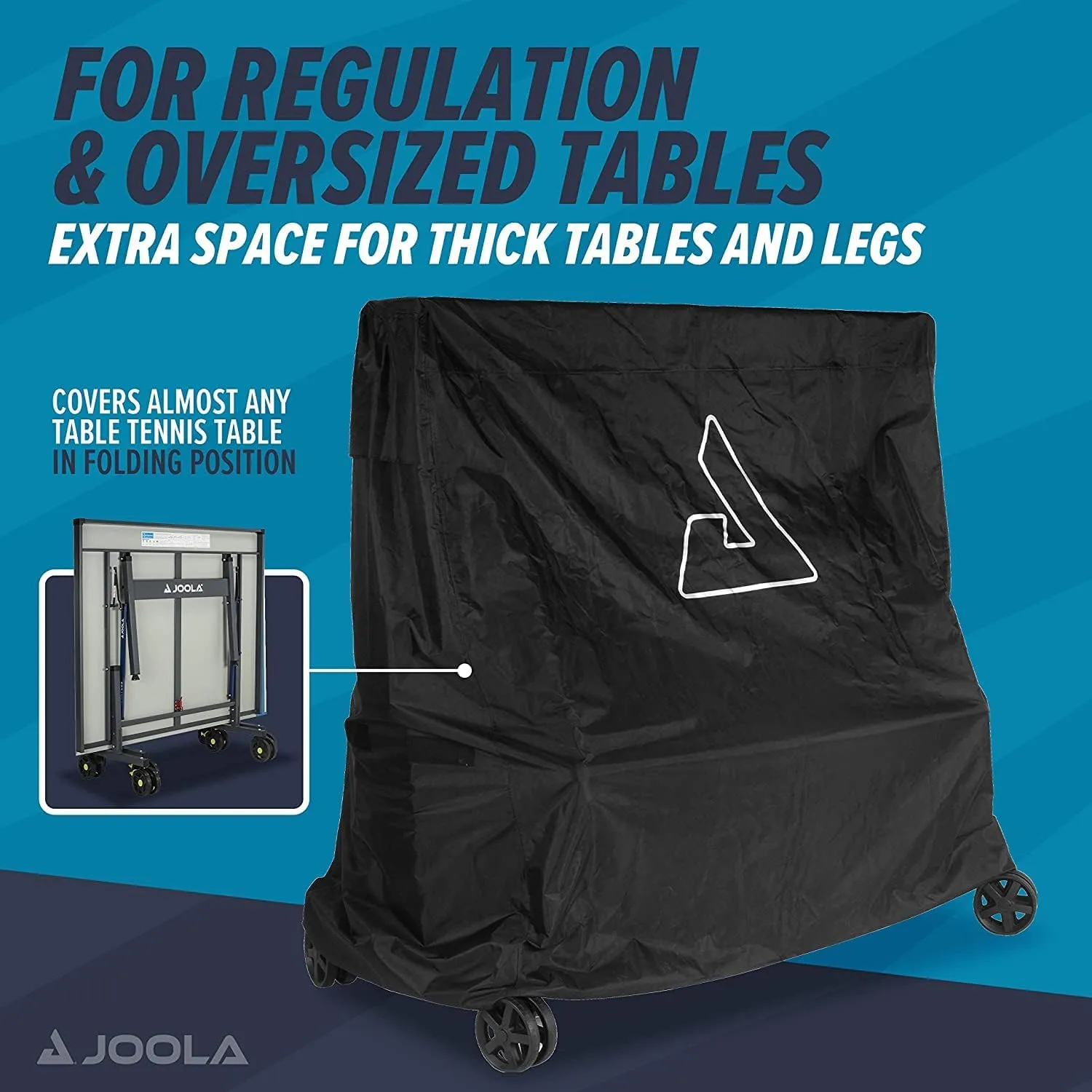 JOOLA Waterproof Ping Pong Table Cover – Heavy-Duty, Outdoor Protection - Table Tennis Cover for Garage, Basement, Indoors or Outside - Fits Large & Small Folding Ping Pong Tables in Upright Position