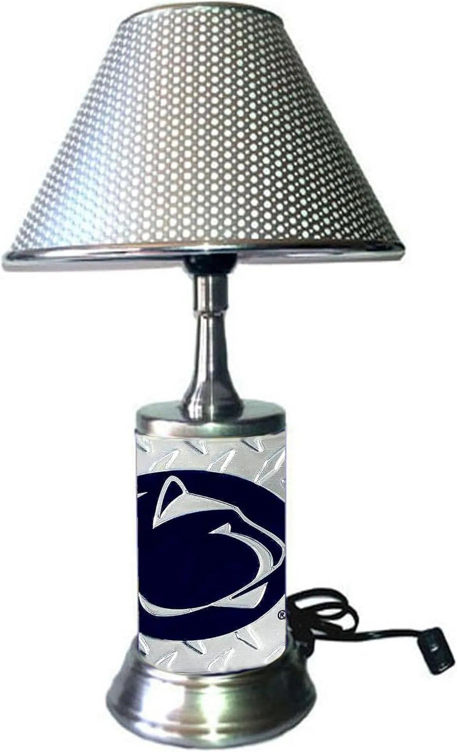 JS Table Lamp with Shade, Diamond Plate Rolled into lamp Body, PeStNiLi