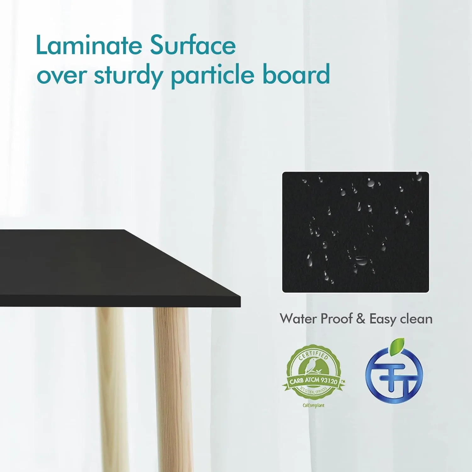 Kaboon 60x20 inches Tabletop, Solid One-Piece Desktop for Sit Stand Desk, Double Desks, L Desk DIY,Wood Countertop Home or Commercial Use,1 inch Thick, Black, 20" D x 59.1" W