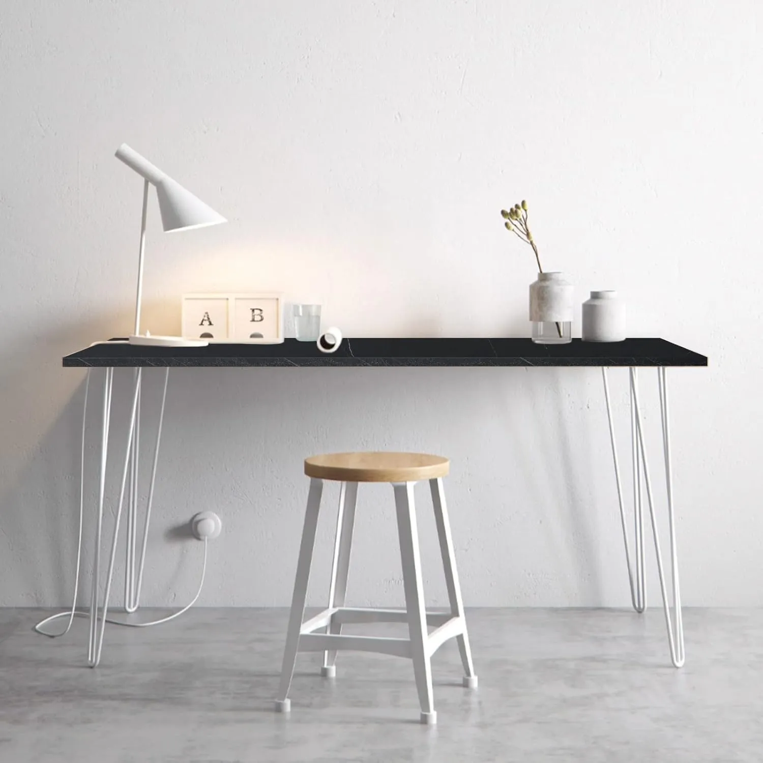 Kaboon 60x20 inches Tabletop, Solid One-Piece Desktop for Sit Stand Desk, Double Desks, L Desk DIY,Wood Countertop Home or Commercial Use,1 inch Thick, Cloud Atlas/Black Marble, 20" D x 59.1" W