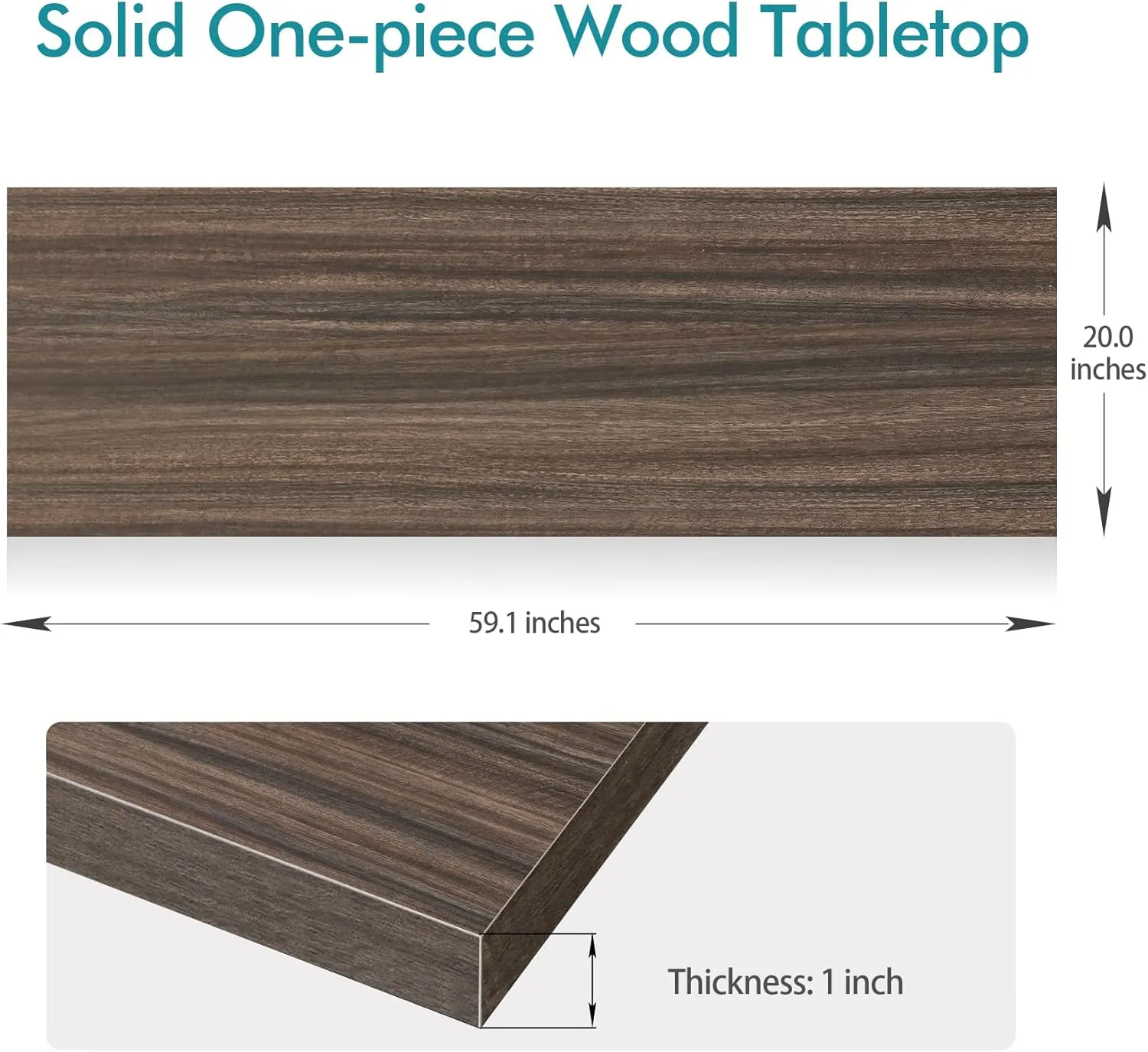 Kaboon 60x20 inches Tabletop, Solid One-Piece Desktop for Sit Stand Desk, Double Desks, L Desk DIY,Wood Countertop Home or Commercial Use,1 inch Thick, Eucalyptus, 20" D x 59.1" W