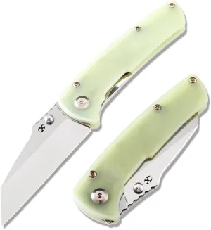 KANSEPT Mian Street Folding Pocket Knife 7.92in Liner Lock Folding Pocket Knives Liner Lock with 3.36in Stonewashed 154CM Blade and Jade G10 Handle for Outdoor, Tactical, Survival T1015B1
