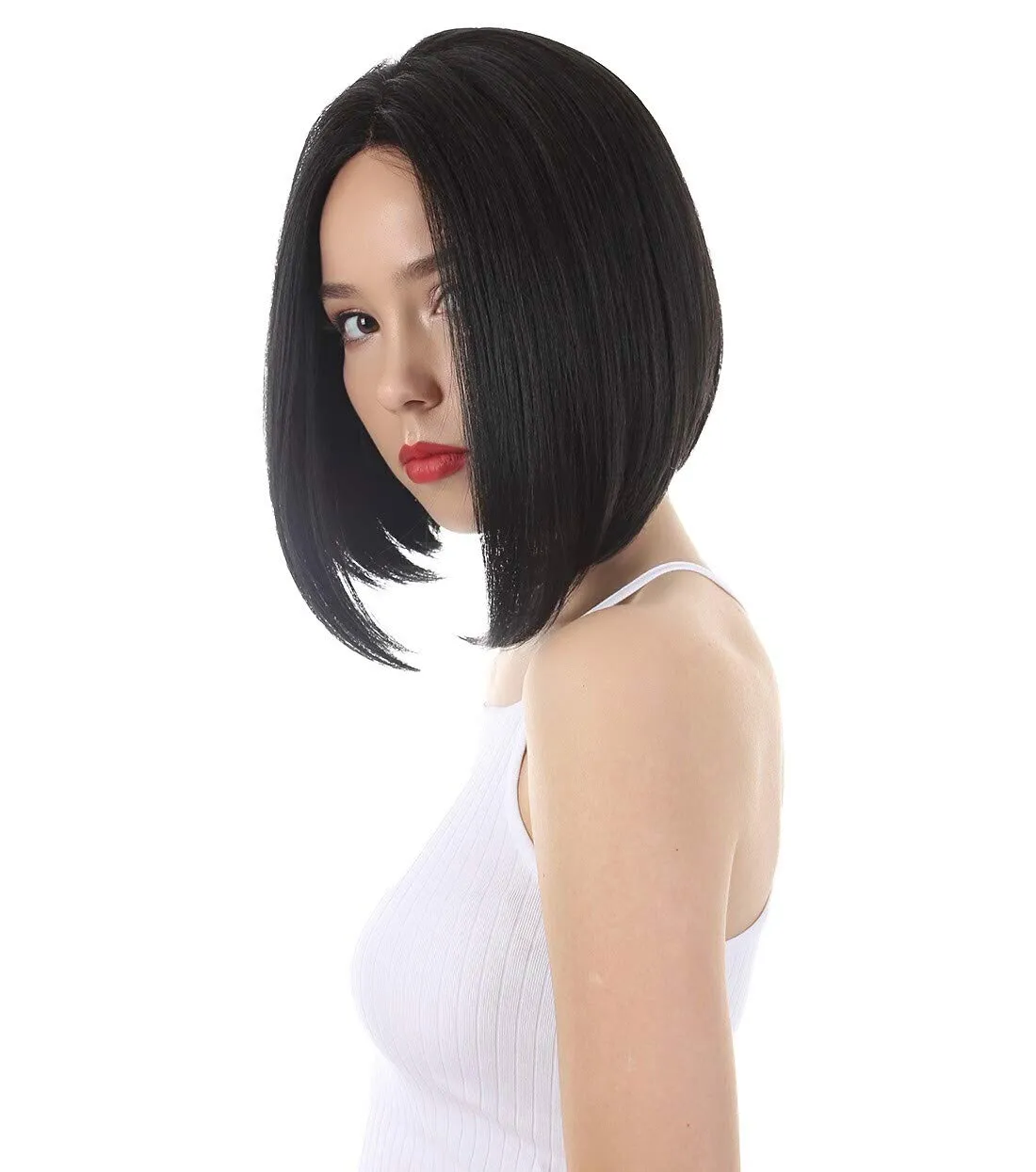 Keda Straight 9.5 Inch Long 4X4 Hand-Tied Lace Front Wig, Heat Resistant Fiber, 20  Shades of Natural, Dip Dyed, & Blended Colors (#1 - Black)
