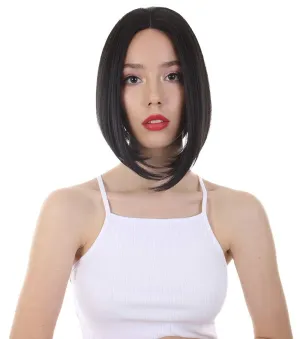 Keda Straight 9.5 Inch Long 4X4 Hand-Tied Lace Front Wig, Heat Resistant Fiber, 20  Shades of Natural, Dip Dyed, & Blended Colors (#1 - Black)