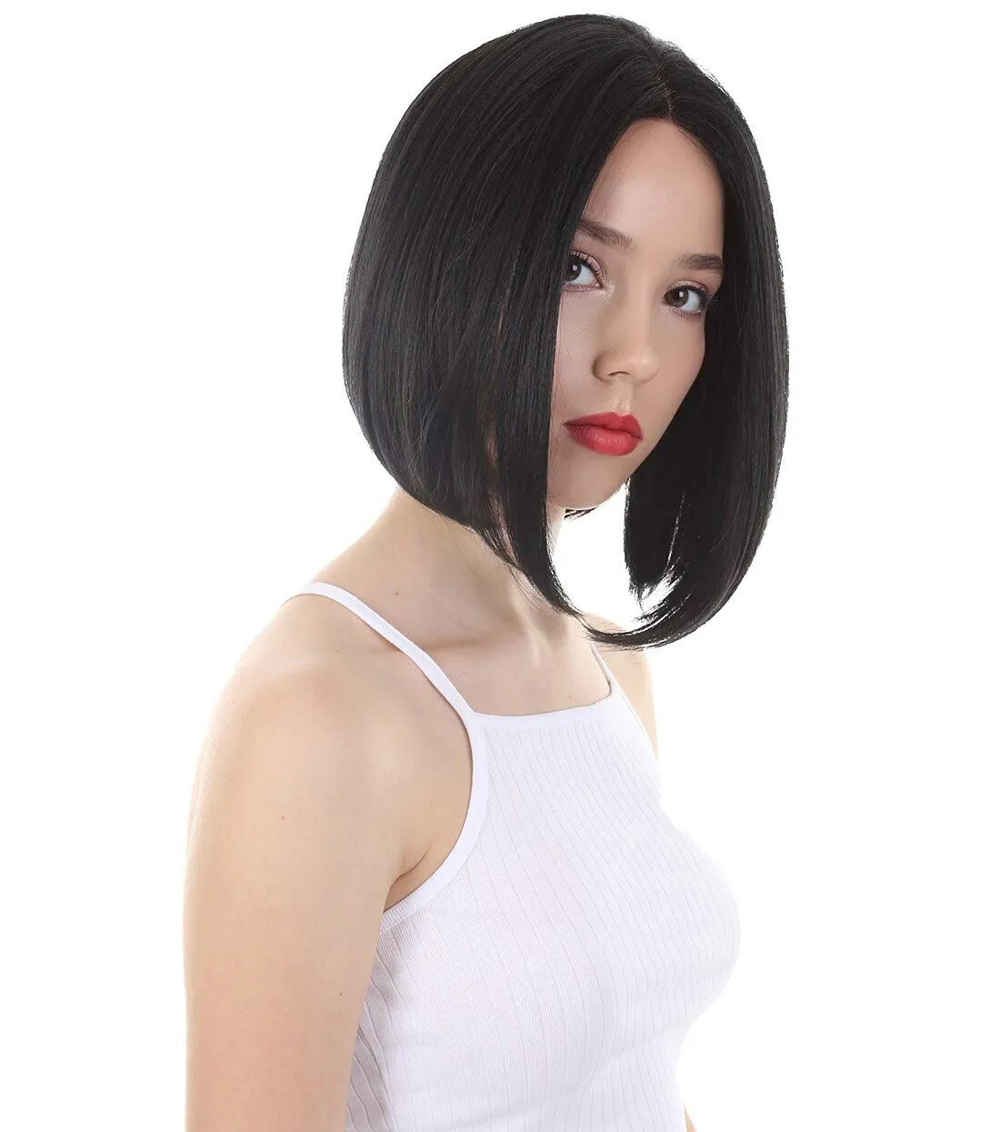 Keda Straight 9.5 Inch Long 4X4 Hand-Tied Lace Front Wig, Heat Resistant Fiber, 20  Shades of Natural, Dip Dyed, & Blended Colors (#1 - Black)