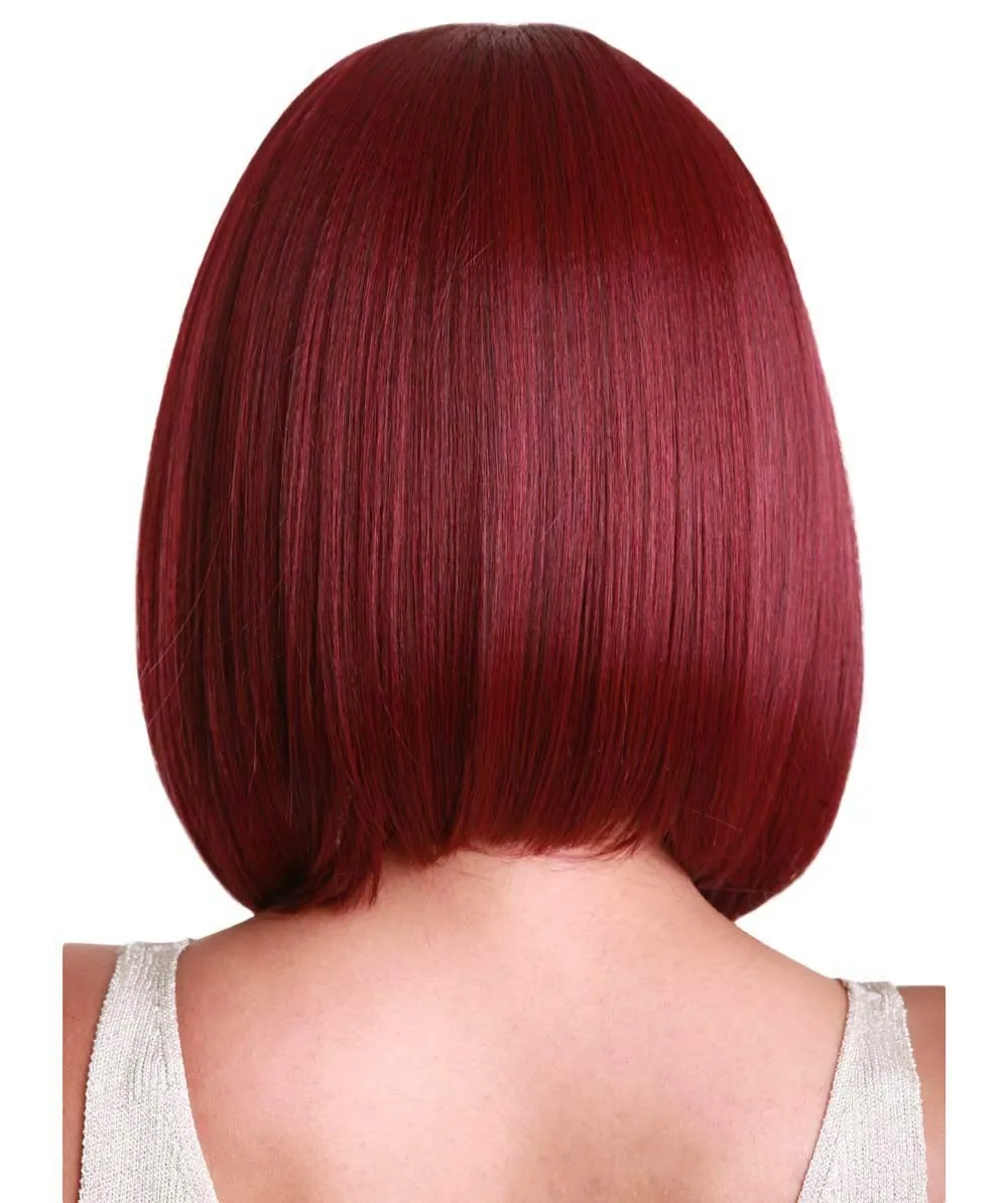 Keda Straight 9.5 Inch Long 4X4 Hand-Tied Lace Front Wig, Heat Resistant Fiber, 20  Shades of Natural, Dip Dyed, & Blended Colors (#530 - Deep Red)