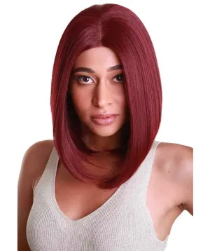 Keda Straight 9.5 Inch Long 4X4 Hand-Tied Lace Front Wig, Heat Resistant Fiber, 20  Shades of Natural, Dip Dyed, & Blended Colors (#530 - Deep Red)