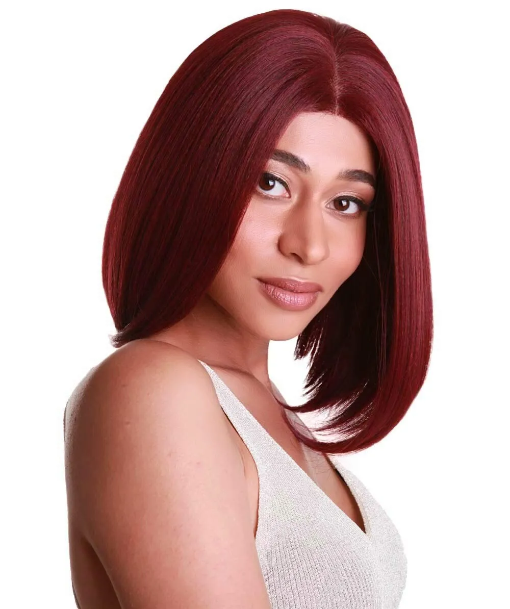 Keda Straight 9.5 Inch Long 4X4 Hand-Tied Lace Front Wig, Heat Resistant Fiber, 20  Shades of Natural, Dip Dyed, & Blended Colors (#530 - Deep Red)