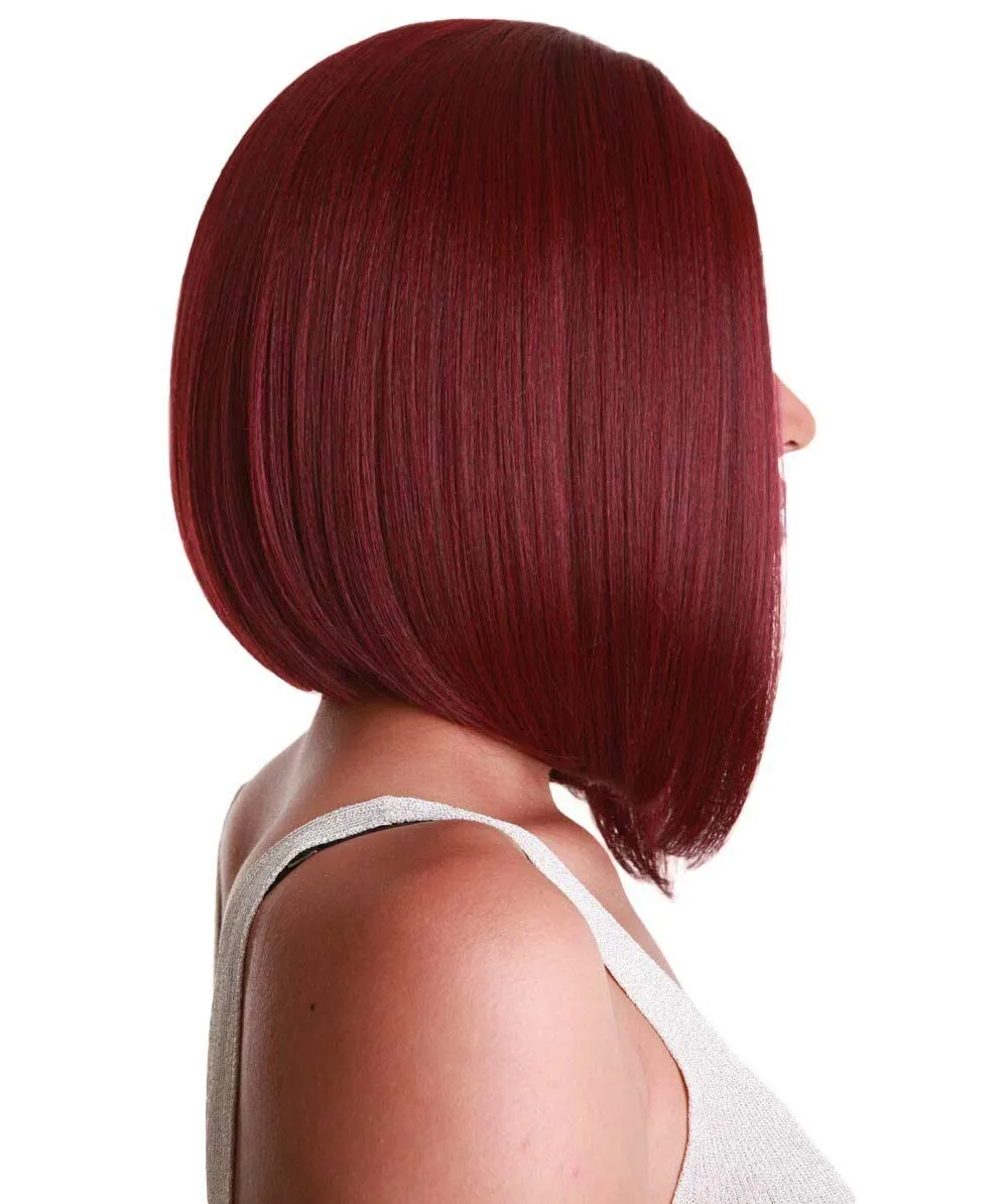 Keda Straight 9.5 Inch Long 4X4 Hand-Tied Lace Front Wig, Heat Resistant Fiber, 20  Shades of Natural, Dip Dyed, & Blended Colors (#530 - Deep Red)