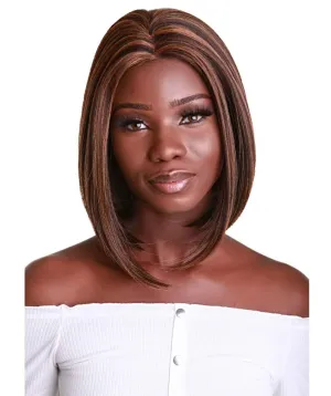 Keda Straight 9.5 Inch Long 4X4 Hand-Tied Lace Front Wig, Heat Resistant Fiber, 20  Shades of Natural, Dip Dyed, & Blended Colors (#BX232 - Caramel Brown Blend)