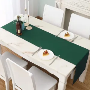Kelly Green Table Runner 14X108 Inch Solid Color Thick Polyester Decorative Cloth Handcrafted for Wedding Party Birthday Graduations Hotel Restaurant Banquet Catering Services Event Forest Green
