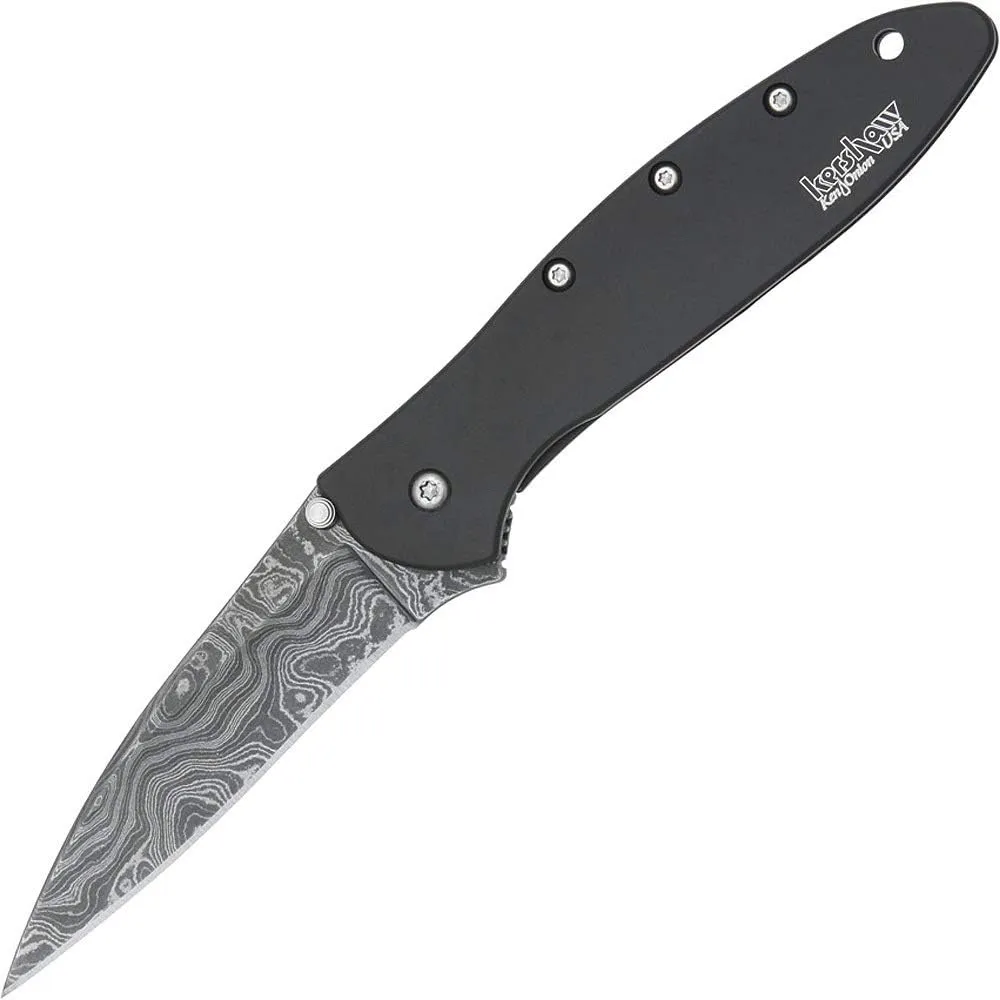 Kershaw 1660DAMBK Leek Assisted Open Folding Knife Damascus Steel Blade
