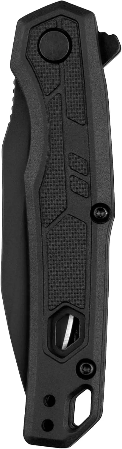 Kershaw Appa Folding Tactical Pocket Knife, SpeedSafe Opening, 2.75 inch Black Blade and Handle, Small, Lightweight Every Day Carry