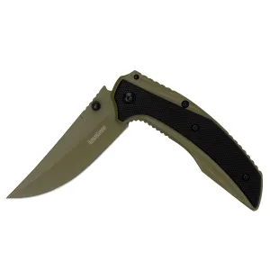 Kershaw Olive Outright Folding Pocket Knife, 3 inch 8Cr13MoV Stainless Steel Blade, Olive Handle with G10 Overlay, 4 ounces