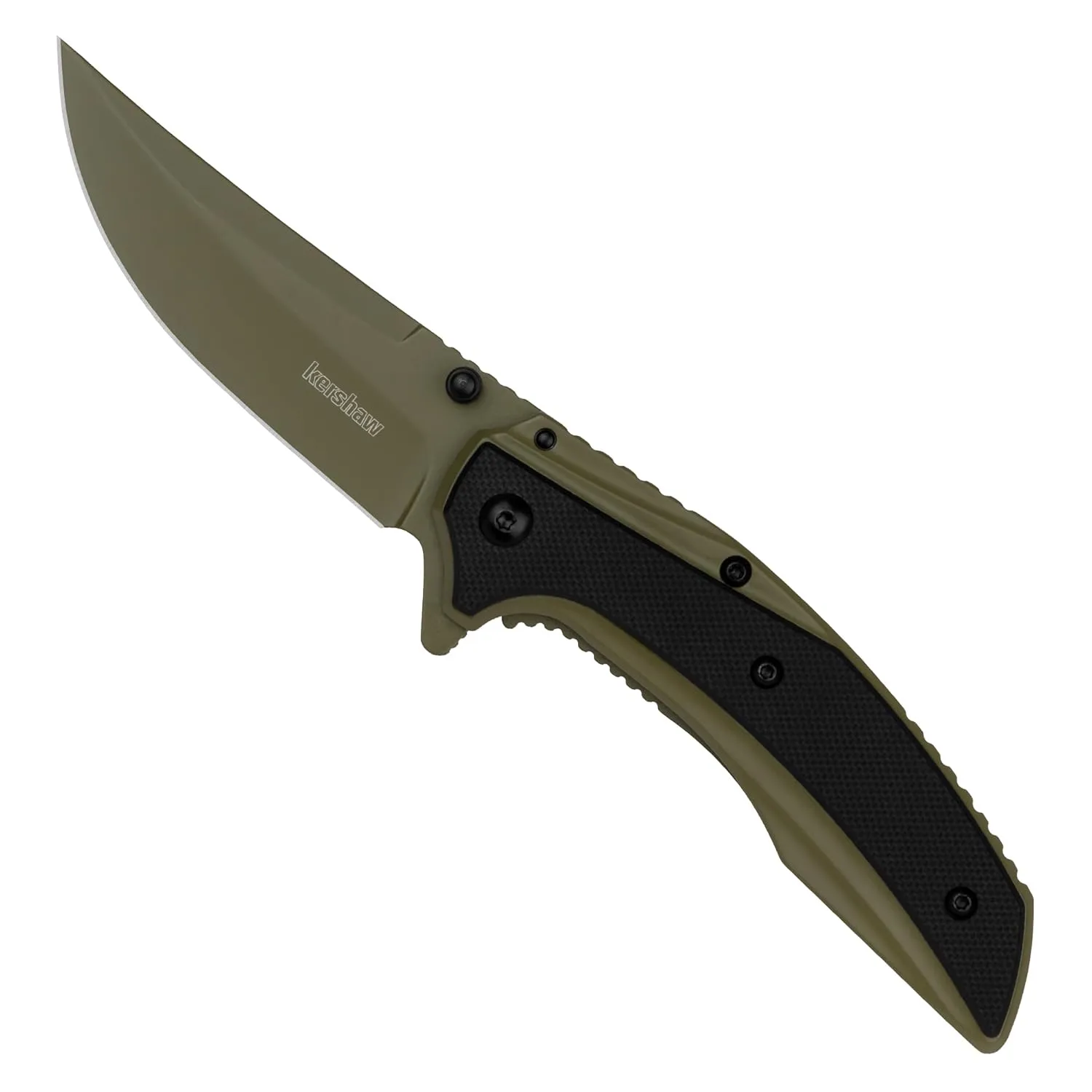 Kershaw Olive Outright Folding Pocket Knife, 3 inch 8Cr13MoV Stainless Steel Blade, Olive Handle with G10 Overlay, 4 ounces