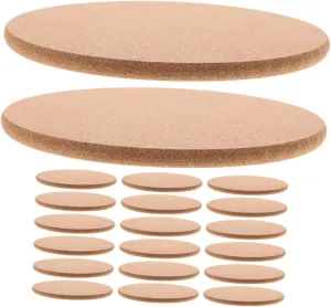 KICHOUSE Elegant 20-Piece Cork Coasters Set Heat Resistant Trivets for Kitchen Hot Plates and Mugs Natural Cork Coasters for Home Decor