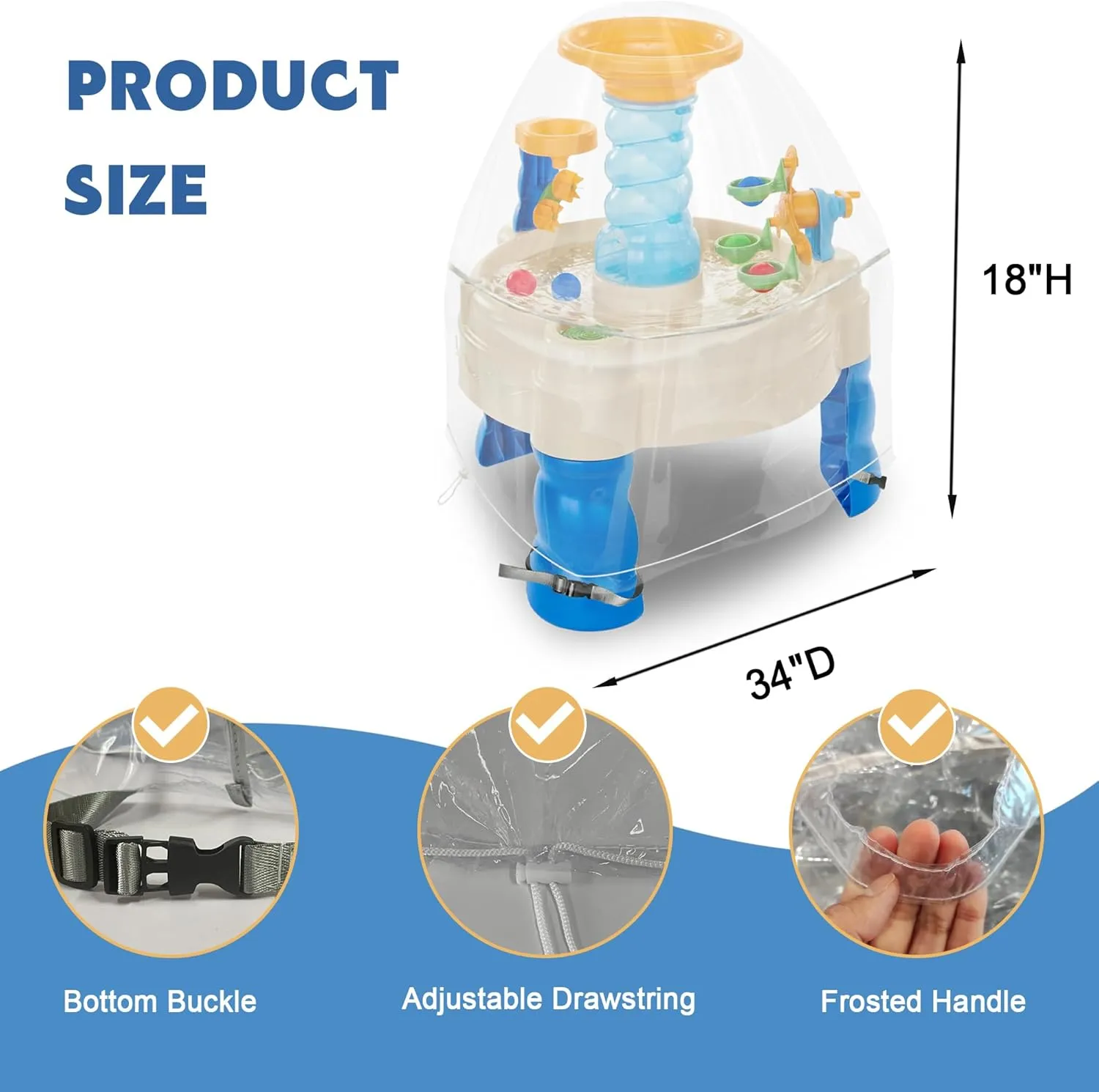 Kids Water Table Cover, Fit Step2 Rain Showers Splash Pond Water Table Waterpark Play Table Cover Outdoor Toys Cover (Transparent)
