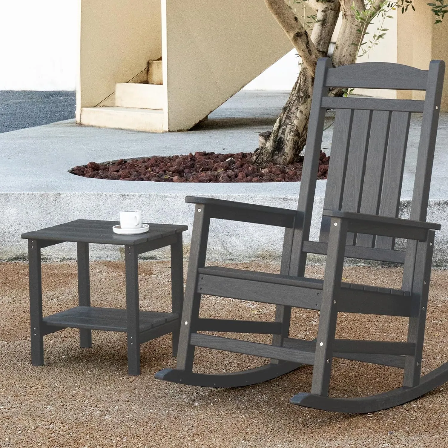 KINGYES Double Side Table, Adirondack End Table- Gray