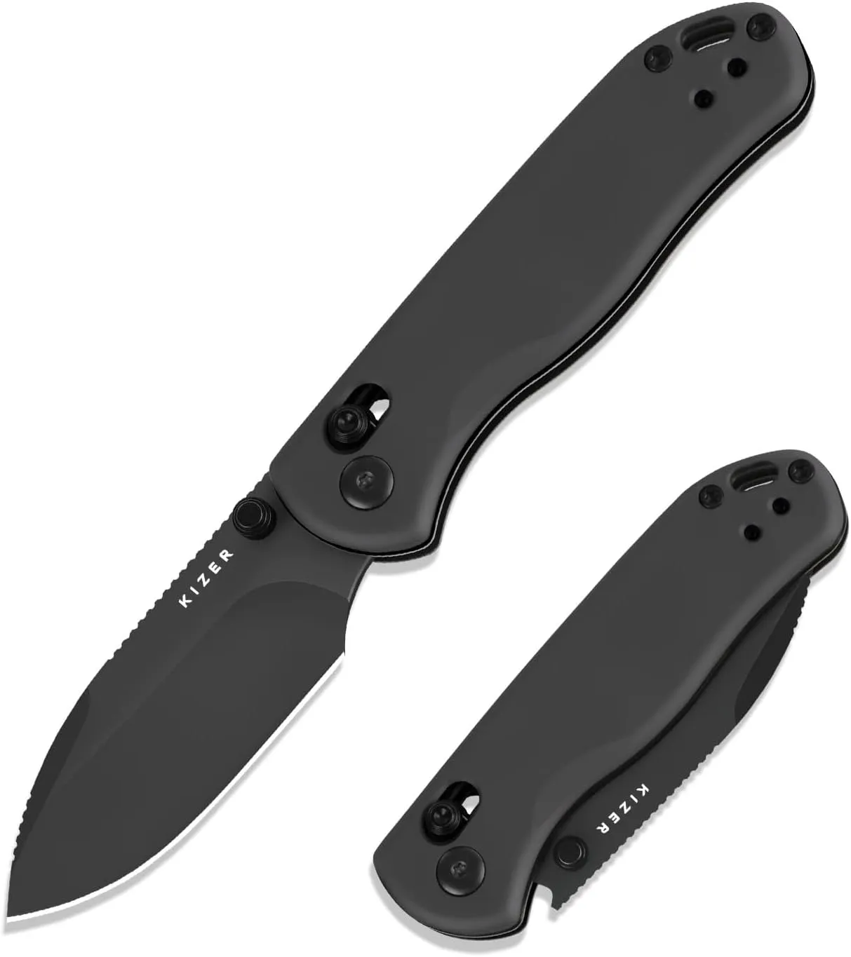 Kizer Drop Bear 2 Pocket Knife, 2.84" Nitro-V Drop Point Blade Folding Knife with Gray Aluminum Handle, Clutch Lock EDC Knives with Jimping on Spine for Men Women V3619.2KD2