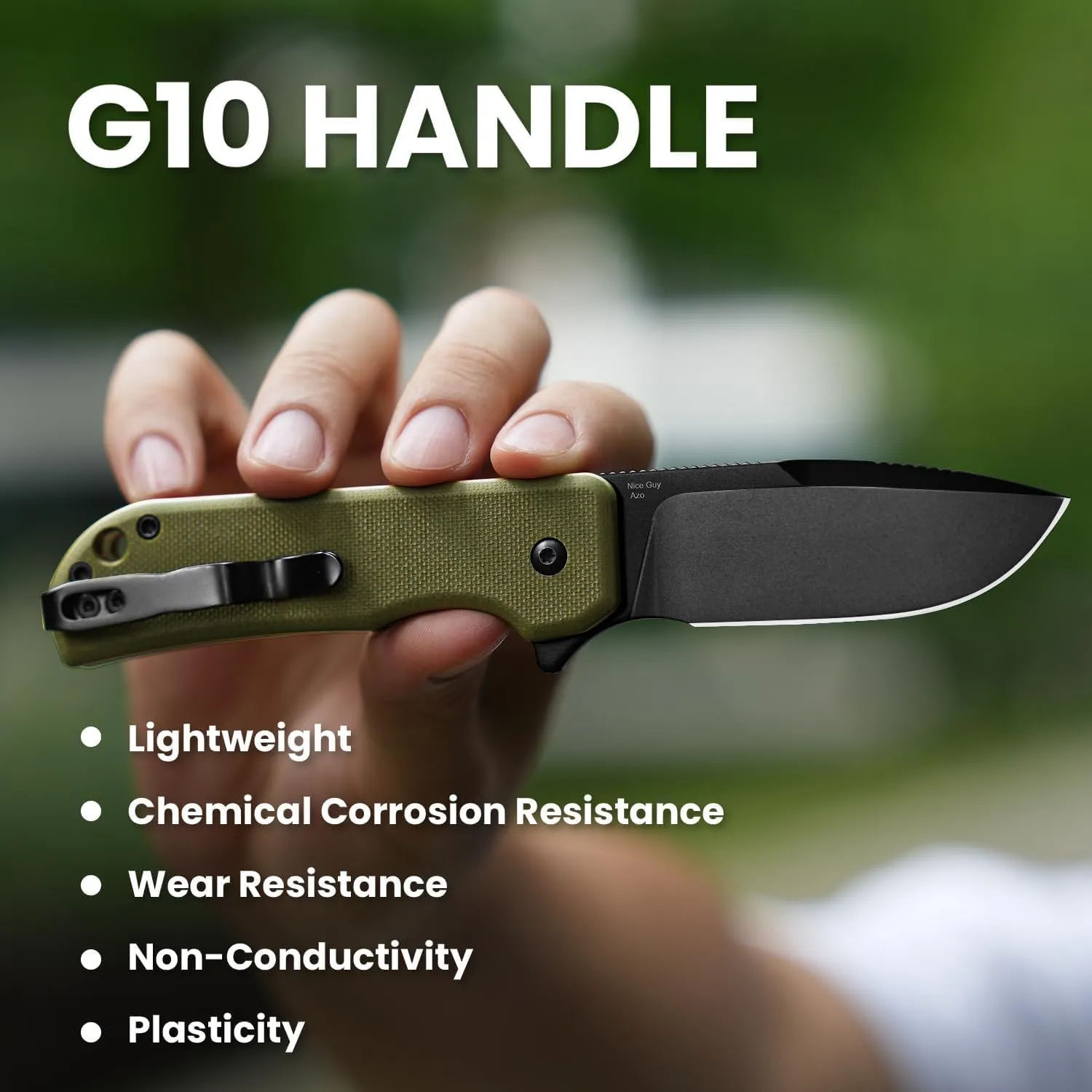 Kizer Nice Guy Pocket Folding Knife, 2.84"" Nitro V Blade, Lightweight Sharp Camping and Hiking Knife, G10 Handle, Liner Lock Flipper Knife V3011A1, Green