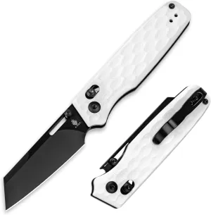Kizer Task Pocket Knife, 3.04 Inch Nitro V Sheepsfoot Blade EDC Knife with Customized Clutch Lock, Small White G10 Handle Folding Knives with Clip, Thumb Stud Opener Hunting Camping Knives, V3641A1