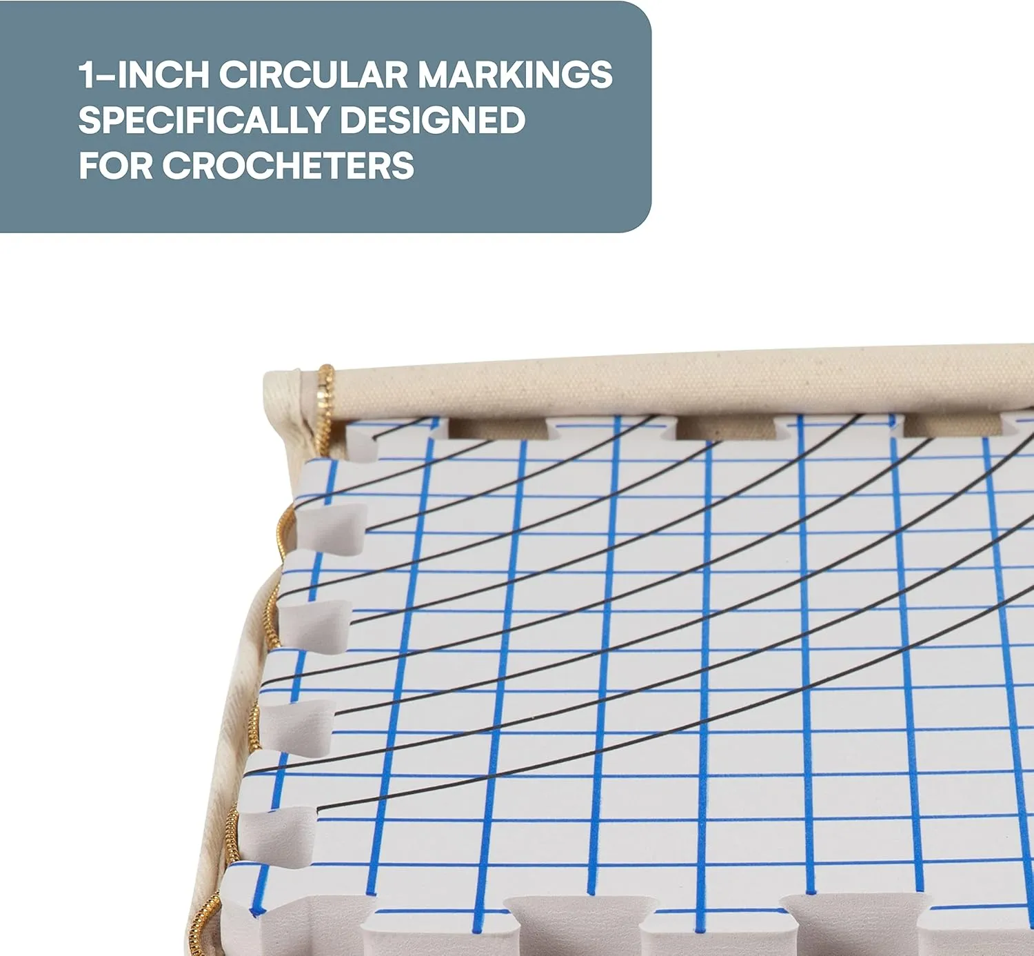 KnitIQ Blocking Mats for Knitting and Crochet Projects - Extra Thick 0.75 Inch Interlocking Blocking Boards with Circular Gridlines - 150 T-Pins and Storage Bag for Knitting Accessories - Pack of 9