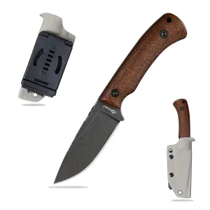 Knives DC53 Steel Tactical Hunting Fixed Blade Knife Micarta Handle with kydex sheath for Men EDC Outdoor Camping Survival (Black stone wash Micarta handle)