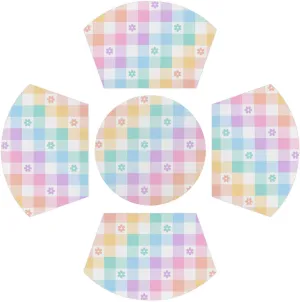 Lattice Coloring PVC Placemats for Round Table Set of 4 with Round Centerpiece Mat, Colorful Plaid Spring Flower Wedge Table Mat Washable Heat Resistant Dining Table Mat for Kitchen Christmas Party