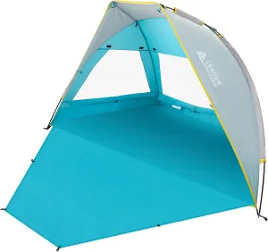 Leader Accessories 2-3 Person Portable Beach Tent, UPF 50  Beach Shade Tent, Beach Tent Sun Shelter Canopy with Extendable Floor, Blue