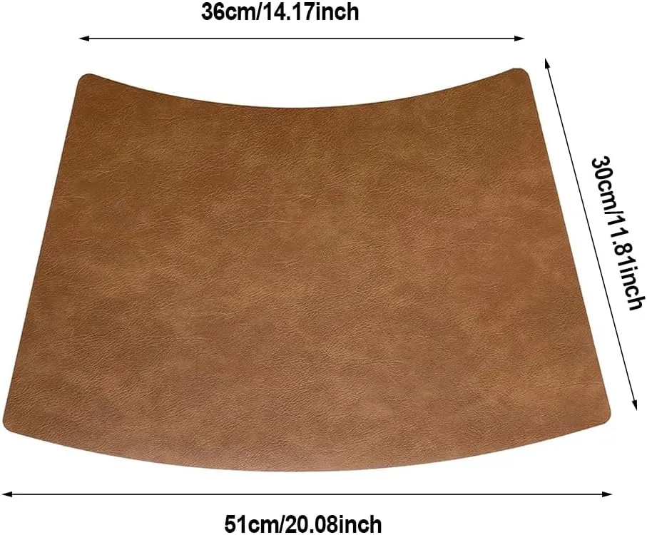 Leather Round Table Washable Placemats, Black Thick Faux Leather Heat Resistant Wedge Table Placemat, Waterproof Non-Slip Easy to Clean Place mat for Kitchen Coffee Dining Room Table Set of 6