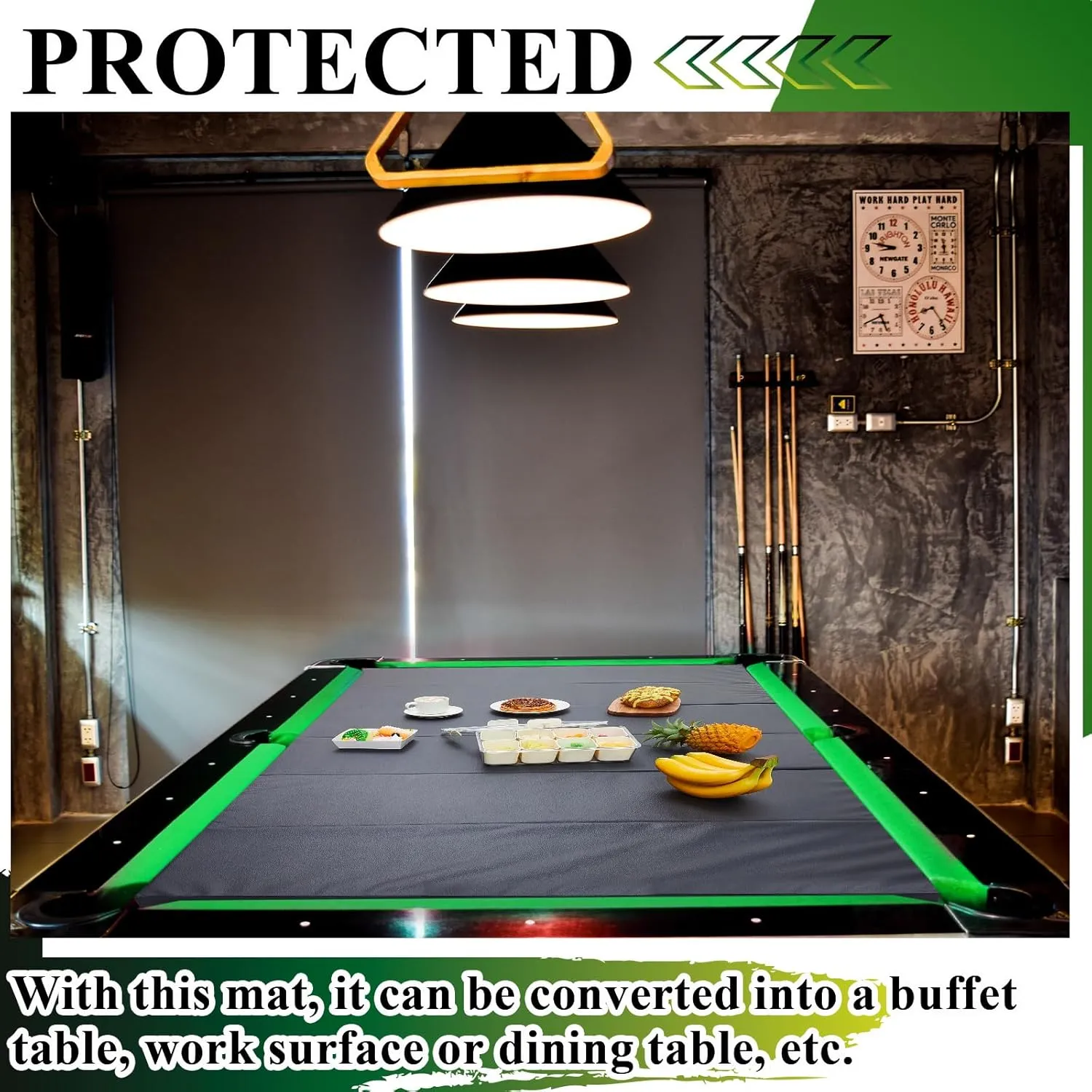 Leyndo 8 ft/7 ft Pool Table Insert for Table Conversion Topper Dining/Game Foam Billiard Pool Convertible Cover Mat Waterproof and Foldable, Black