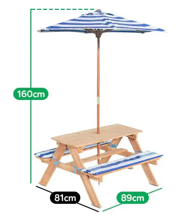 Lifespan Kids Sunset Wooden Picnic Table with Foldable Umbrella