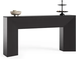 LITTLE TREE Console Table for Entryway, 63 Inches Extra Long Black Wooden Sofa Table for Living Room, Modern Hallway Foyer Table for Entrance, Easy Assembly