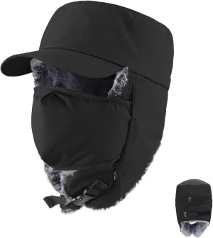 LLmoway Trapper Hat Warm Faux Fur Winter Cap with Ear Flaps Windproof Waterproof Snow Ski Hats for Men Women Cold Weather