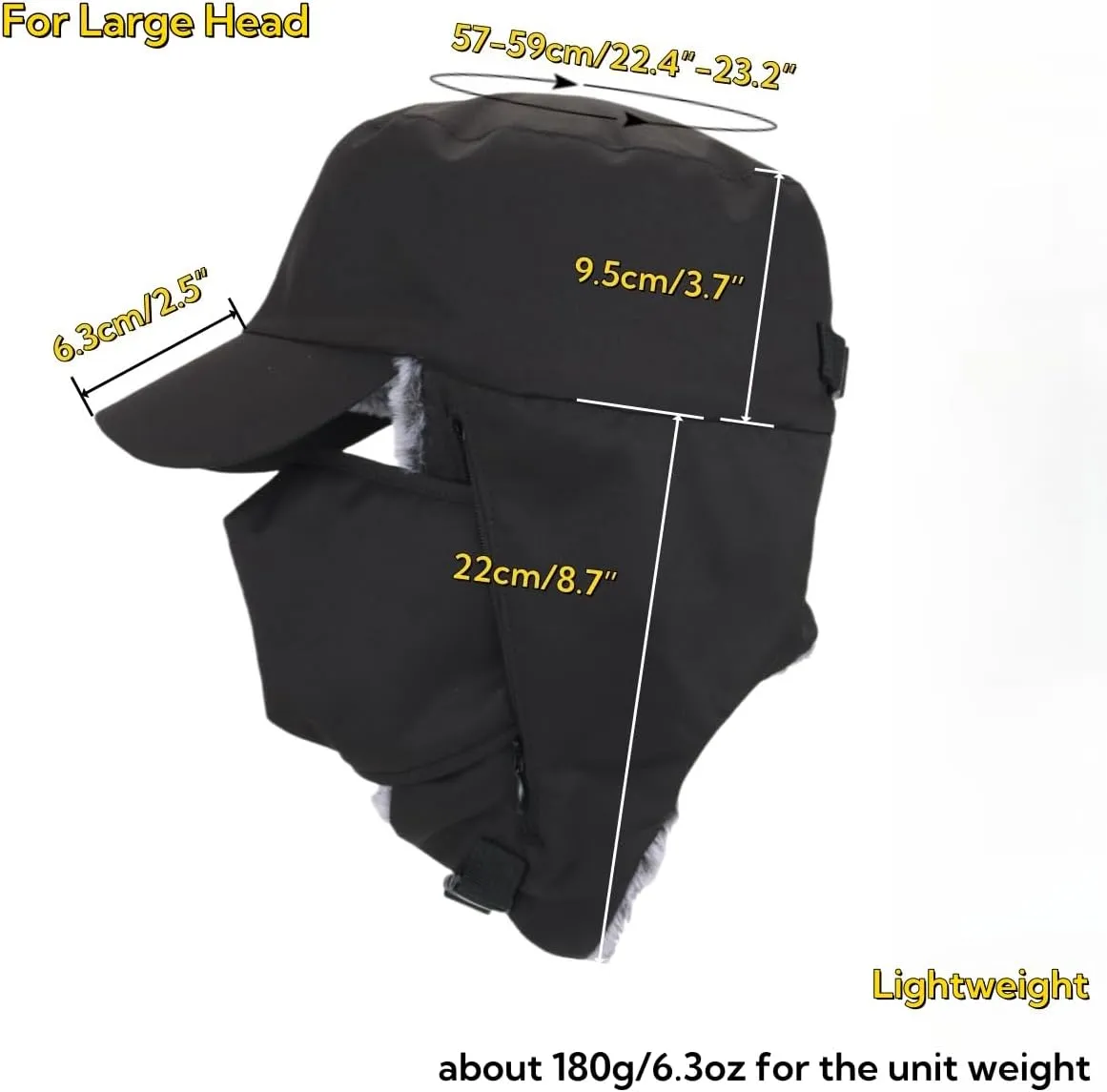 LLmoway Trapper Hat Warm Faux Fur Winter Cap with Ear Flaps Windproof Waterproof Snow Ski Hats for Men Women Cold Weather