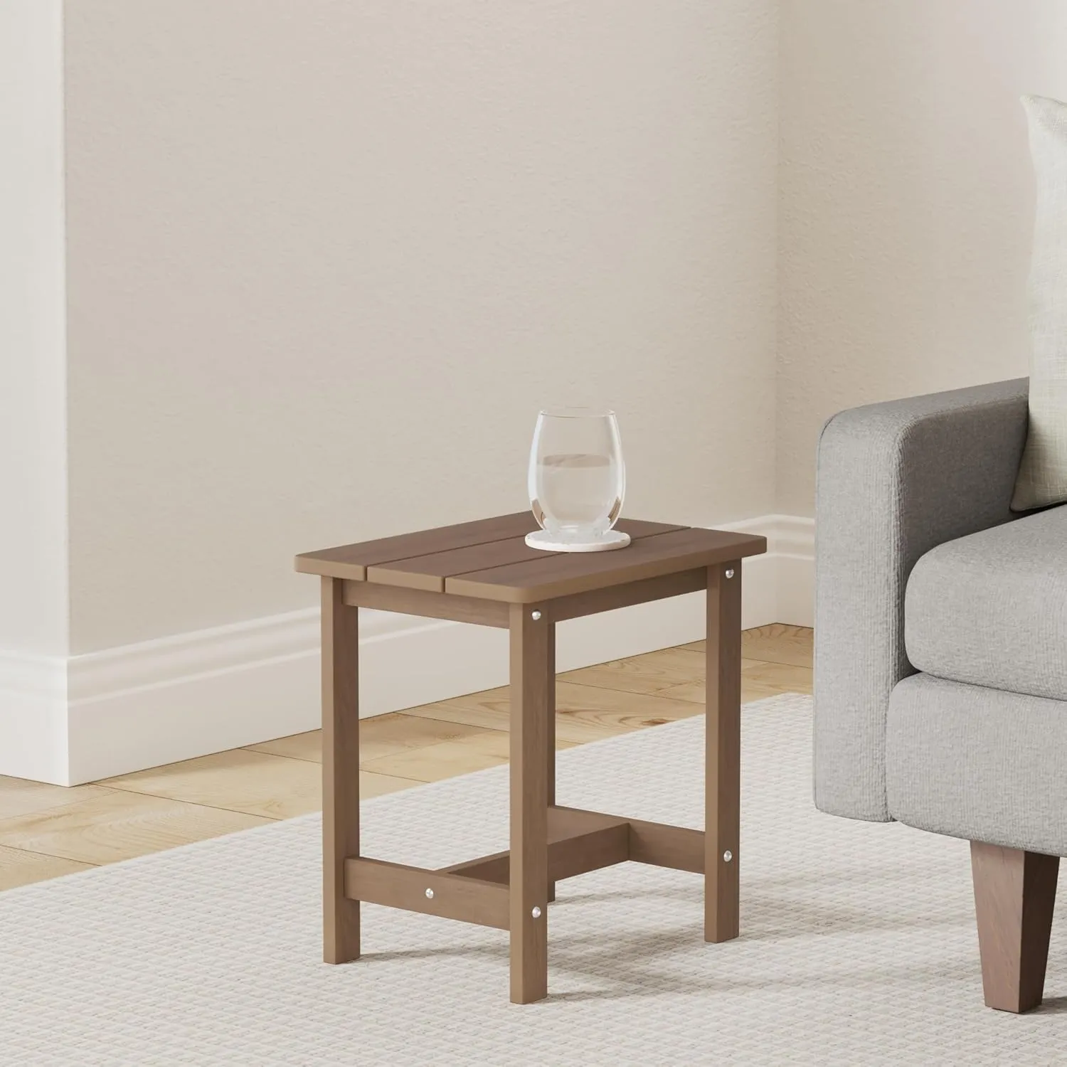 LUE BONA Adirondack Side Table - Small Weather Resistant Outdoor/Indoor Table, Brown