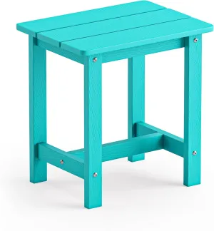 LUE BONA Outdoor Side Table, HDPS Small Outdoor Table, Adirondack Side Table, Outside End Table for Patio, Porch, Deck, Weather Resistant/Easy Maintenance/Indoor or Outdoor Use, Aruba Blue