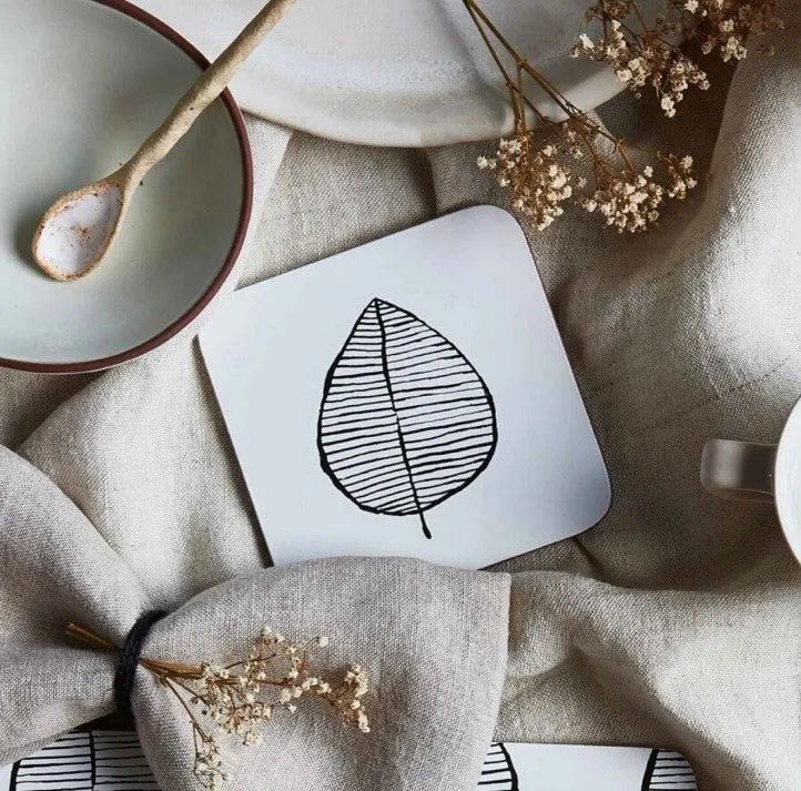 LUSH LEAF CORK COASTERS SET 4