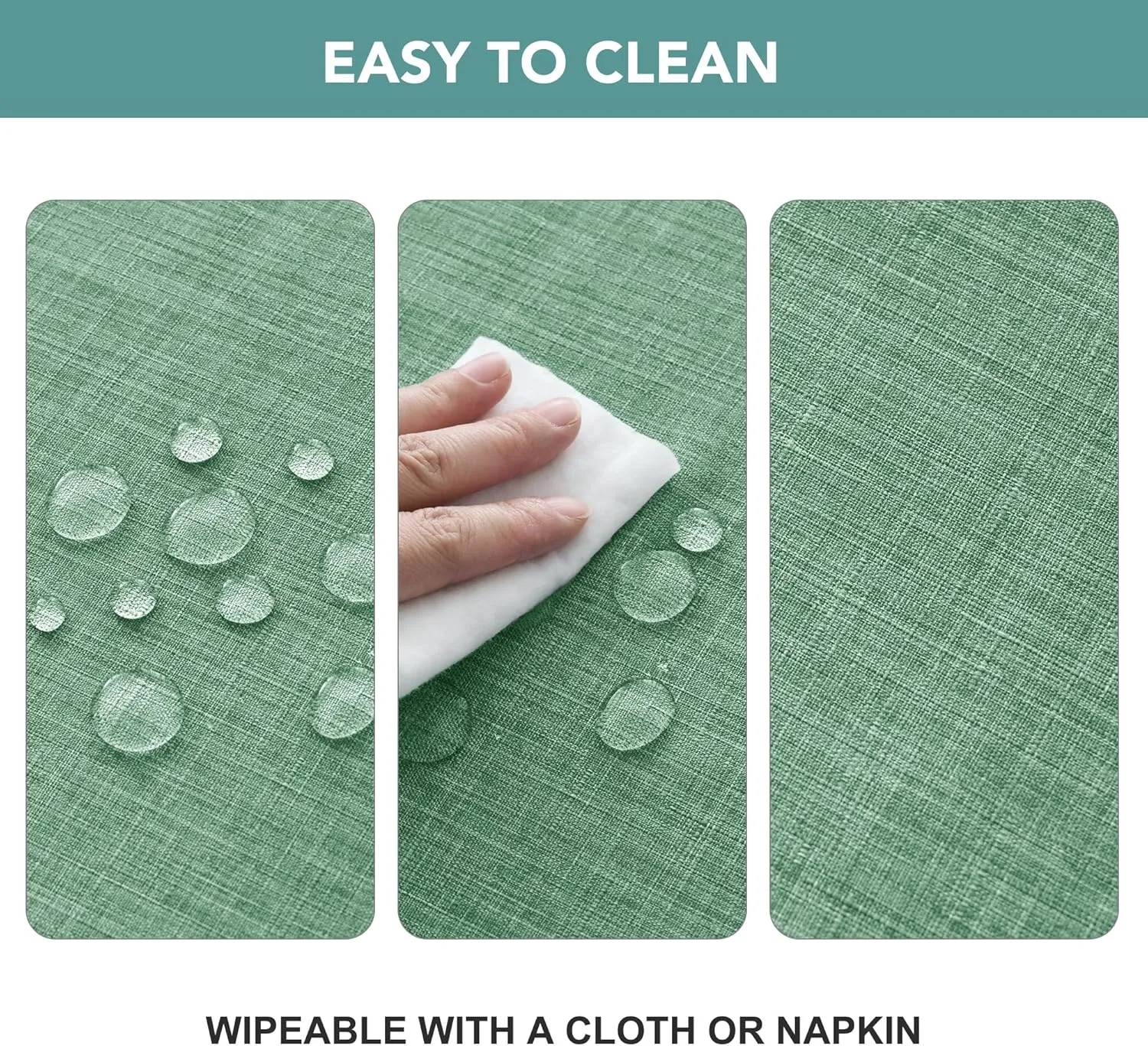 LUSHVIDA Outdoor Tablecloth with Umbrella Hole - Patio Table Cloth Zippered Round 60 Inch, Sage Green Faux Linen Table Cover Water Resistant for Picnic Outside