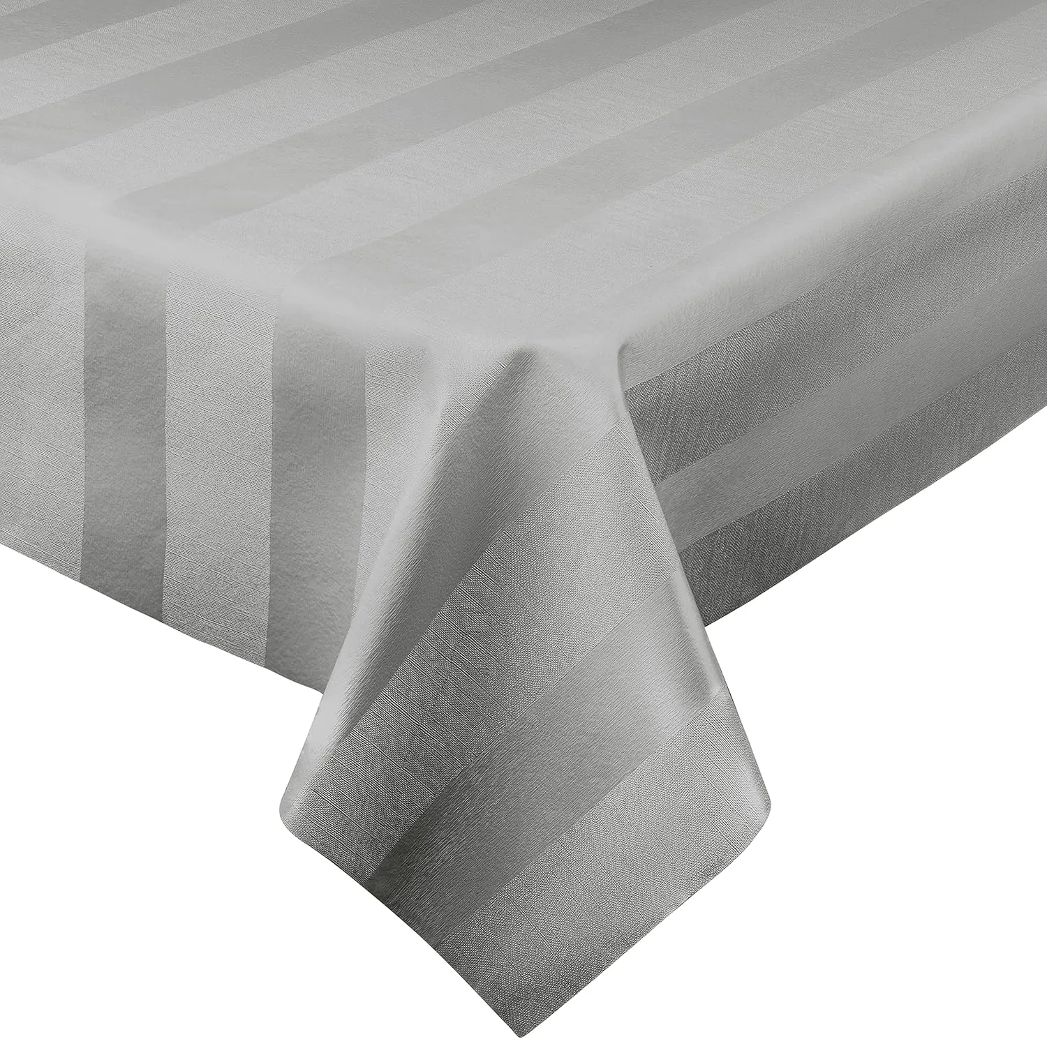 Luxury Table Protector Pad, 2 in 1 Table pad   Great Looking Tablecloth - Heat Resistant, Spill & Stain Proof - Flannel Backing (54x72, Silver - Silk Stripe)
