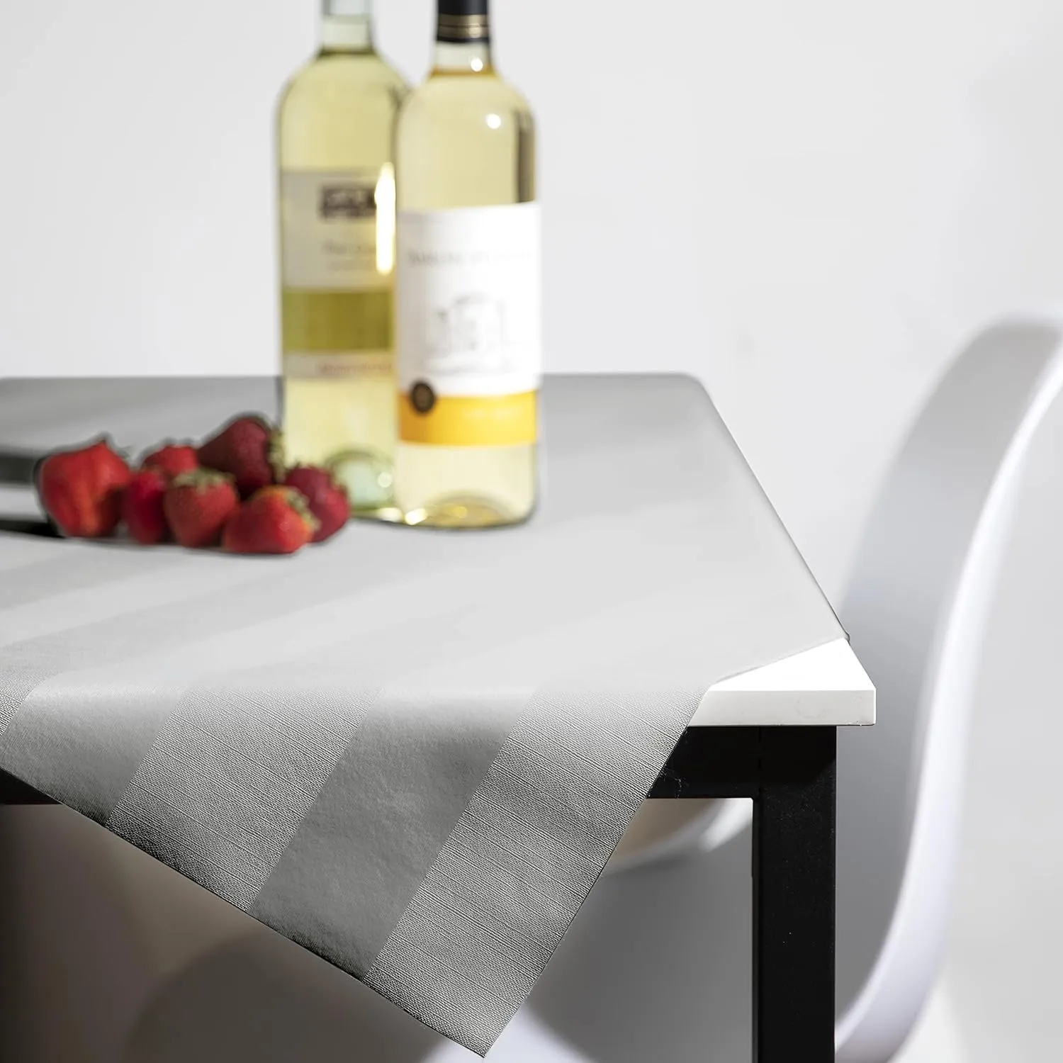 Luxury Table Protector Pad, 2 in 1 Table pad   Great Looking Tablecloth - Heat Resistant, Spill & Stain Proof - Flannel Backing (54x72, Silver - Silk Stripe)