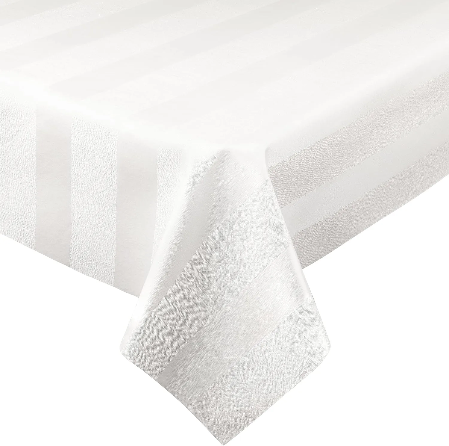 Luxury Table Protector Pad, 2 in 1 Table pad   Great Looking Tablecloth - Heat Resistant, Spill & Stain Proof - Flannel Backing (54x72, White - Silk Stripe)