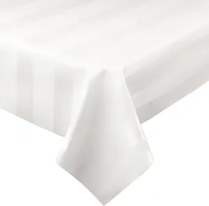 Luxury Table Protector Pad, 2 in 1 Table pad   Great Looking Tablecloth - Heat Resistant, Spill & Stain Proof - Flannel Backing (54x72, White - Silk Stripe)
