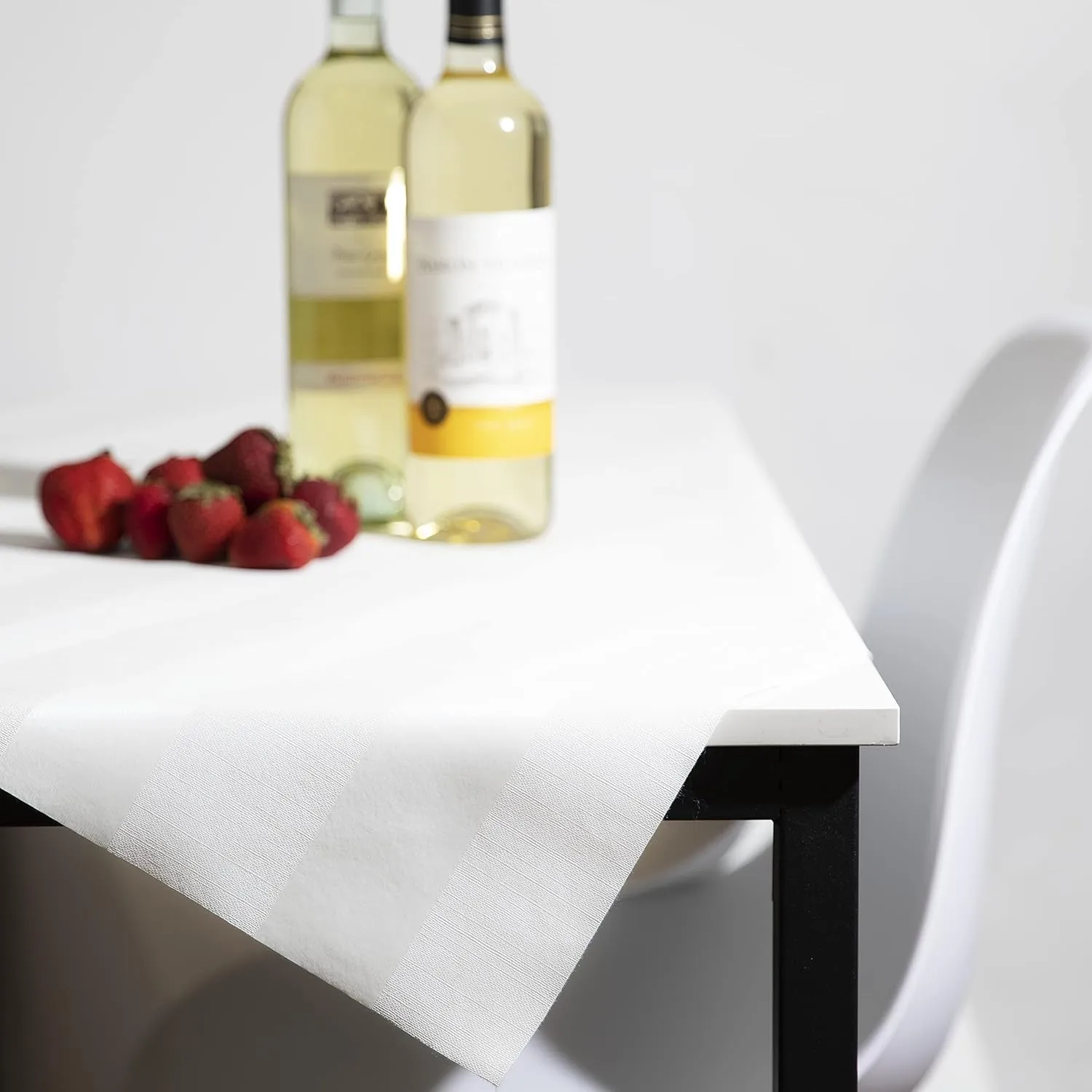 Luxury Table Protector Pad, 2 in 1 Table pad   Great Looking Tablecloth - Heat Resistant, Spill & Stain Proof - Flannel Backing (54x72, White - Silk Stripe)