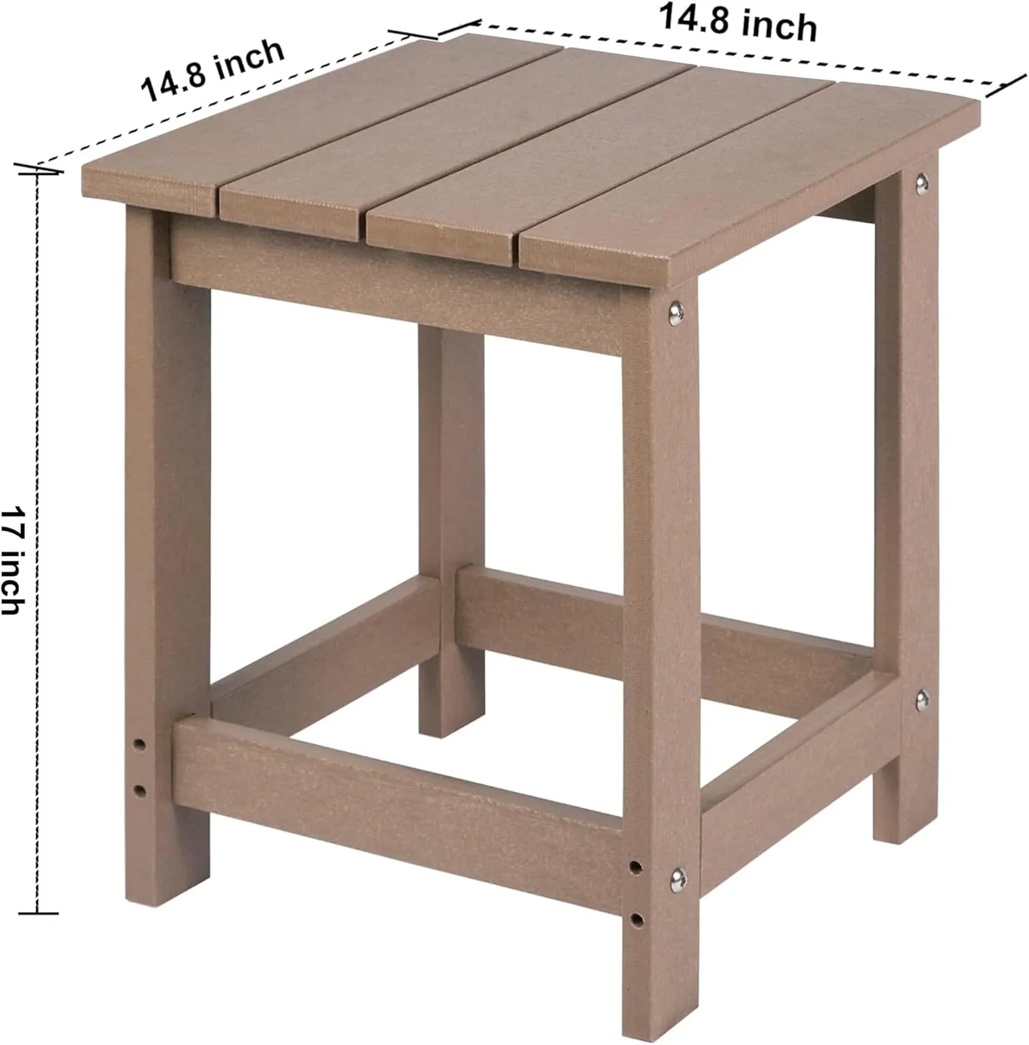 LZRS Adirondack Square Outdoor Side Table, Pool Composite Patio Table,HDPE End Tables for Backyard,Pool, Indoor Companion, Easy Maintenance & Weather Resistant(Weathered Wood)