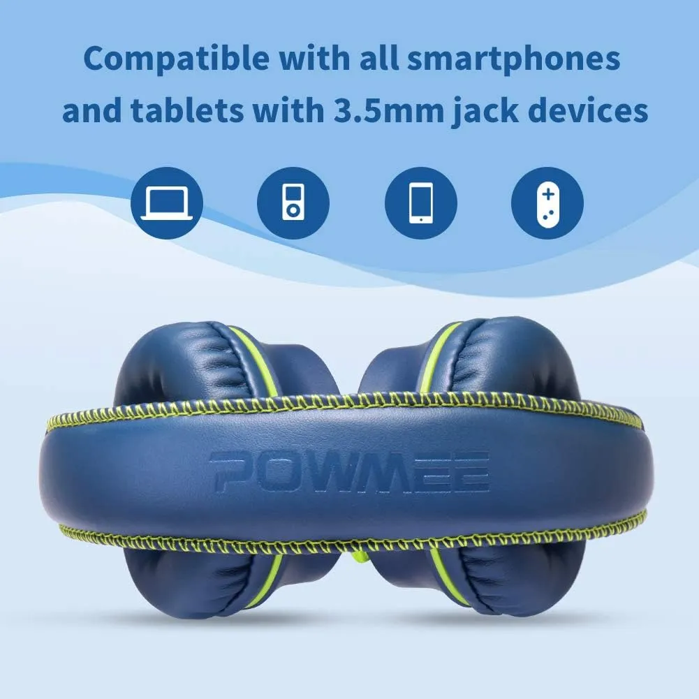 M2 Kids Headphones Wired Headphone for Kids,Foldable Adjustable Stereo Tangle-Free,3.5MM Jack Wire Cord On-Ear Headphone for Children/Teens/Girls/School/Kindle/Airplane/Plane/ (Blue)